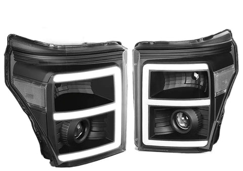 2011-2016 F250 F350 F450 Super Duty E-Bar Led Drl Projector Headlight Lamp DNA MOTORING