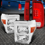 2011-2016 Ford Super Duty Red Led Bar Red Tail Light+Chrome Amber Headlight Speed Daddy