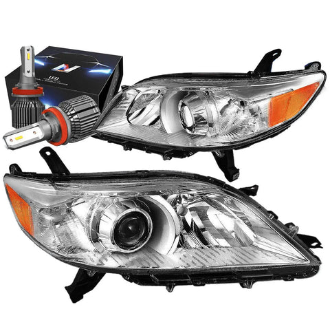 2011-2020 Sienna Xl30 Headlight Lamps W/Led Hid Kit+Cooling Fan Chrome/Amber DNA MOTORING