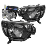 2012-2015 Toyota Tacoma Headlight Lamps W/Led Kit Slim Style Black/Clear DNA MOTORING