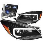 2013-2016 Escape Led Drl Bar Projector Headlight W/Led Kit+Cool Fan Black DNA MOTORING