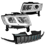 2014-2016 Grand Cherokee Projector Headlight Lamp+Led Drl Upper Grille Grill DNA MOTORING
