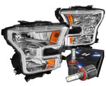 2015-2017 Ford F150 Pickup Truck Crystal Headlight W/Led Kit+ Fan Chrome DNA MOTORING