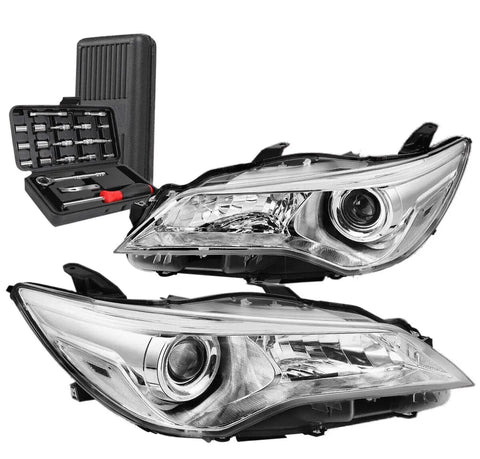 2015-2017 Toyota Camry Pair Projector Headlight Head Lamp+Tools Chrome/Clear DNA MOTORING