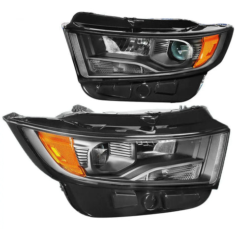 2015-2018 Ford Edge Pair Factory Style Projector Headlight Lamp Black Amber DNA MOTORING