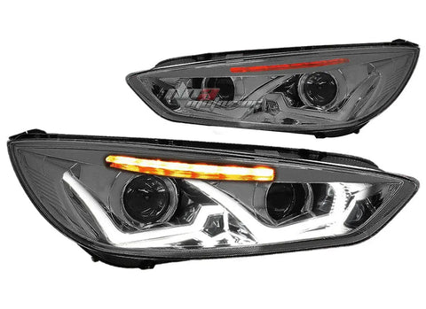 2015-2018 Ford Focus Led Drl+ Turn Signal Projector Headlight Smoked Amber DNA MOTORING