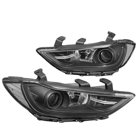 2017-2018 Elantra Sedan Black Housing Oe Style Projector Headlight Lamps DNA MOTORING