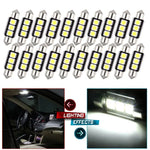 20Pcs White 36mm Festoon LED Bulb 3-5050-SMD Chipsets Error Free Interior Dome Map Trunk Light ECCPP