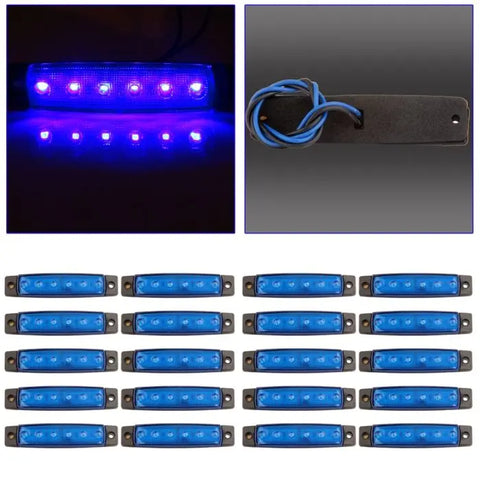 20X Blue 3.8" 6LED Side Marker Indicators Light Truck Trailer Clearance Lamp 12V ECCPP
