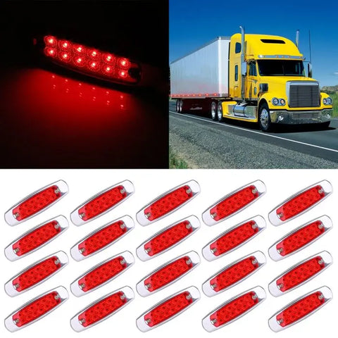 20pcs Red 6'' Peterbilt Type Incandescent Marker Clearance Sleeper Panel Light ECCPP