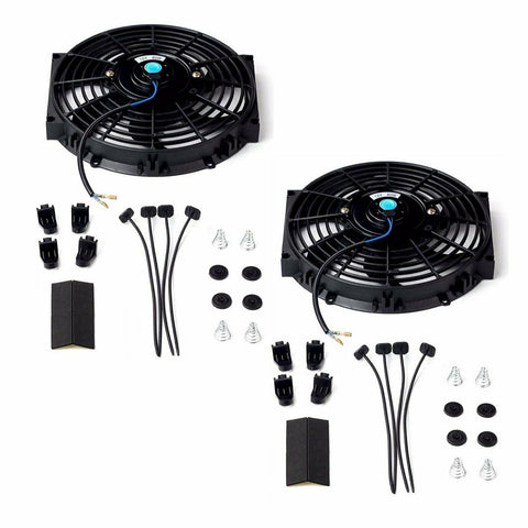 2PCS 10'' Slim Fan Push Pull Electric Radiator Cooling 12V Universal Kit BK New SILICONEHOSEHOME