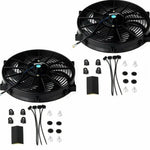 2PCS 14'' Slim Fan Push Pull Electric Radiator Cooling 12V  Universal Kit BK New SILICONEHOSEHOME