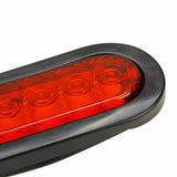 2Pcs 6 LED Trailer Truck Stop/Turn/Tail Brake Lights 6" Oval Sealed Mount Red F1 RACING