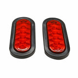 2Pcs 6 LED Trailer Truck Stop/Turn/Tail Brake Lights 6" Oval Sealed Mount Red F1 RACING