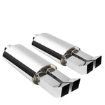 2X 3"Inlet Chrome Dual Bent Square Tip Stainless Oval Exhaust Catback Muffler DNA MOTORING
