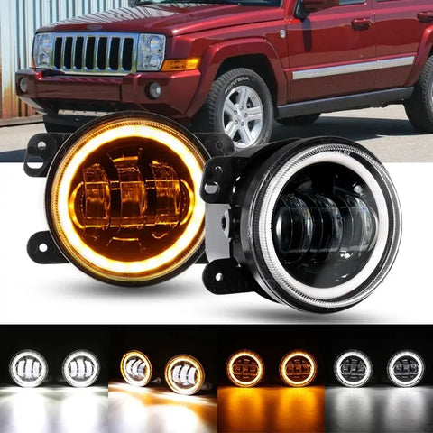 2X 4" Led Fog Lights Passing Lamp Drl Turn Angel Eyes For Jeep Commander 2006-10 EB-DRP
