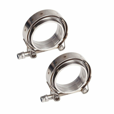 2X For Turbo Exhaust Downpipes MILD STEEL 2.5'' Inch V-Band Flange & Clamp Kit SILICONEHOSEHOME