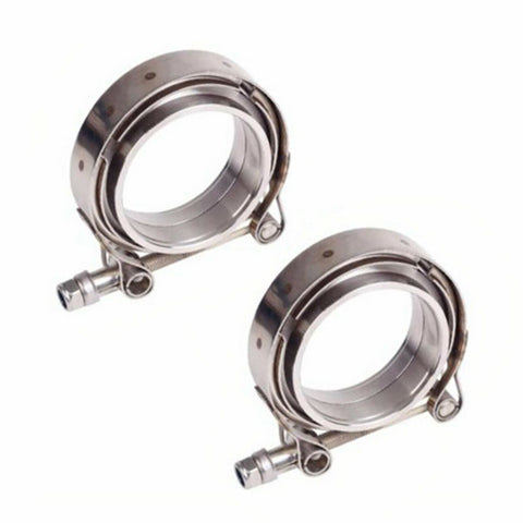 2X2.5" inch V-Band Flange&Clamp Kit For Turbo Exhaust Downpipes Stainless Steel SILICONEHOSEHOME