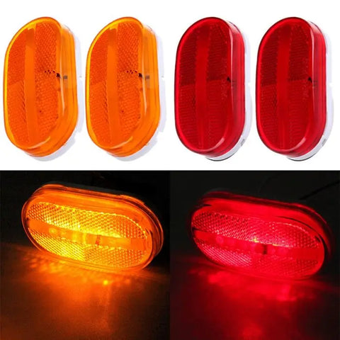 2XRed + 2X Amber 6 LED Rectangle Clearance Side Marker Lights Trailer Camper 4'' ECCPP