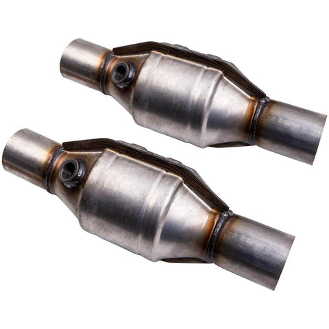 2pcs 2.25inch Universal High Flow Performance Stainless Catalytic Converter 53005 MaxSpeedingRods