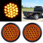 2pcs 4" Amber Round 24 LED Trailer Truck Side Marker Clearance Lights Tail Lamps ECCPP