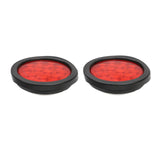 2pcs 4" Round Red 12 LEDs Truck Trailer Stop Turn Tail Light Flush Mount F1 RACING