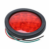 2pcs 4" Round Red 12 LEDs Truck Trailer Stop Turn Tail Light Flush Mount F1 RACING