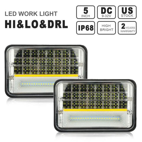 2pcs 4"x6" sealed Hi-Lo Beam DRL H4 square CAR headlight LED UNIVERSAL ECCPP