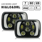 2pcs 5"x7" 6"x7" Hi-Lo Demo Eyes Yellow turning light square headlight ECCPP