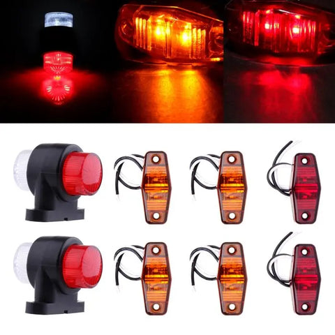 2pcs Trailer Truck Lorry 8LED Red & White Indicator Rear Lamp w/Side Marker ECCPP