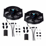 2x 10" UNIVERSAL SLIM FAN PUSH PULL ELECTRIC RADIATOR COOLING 12V 80w 800CFM F1 Racing