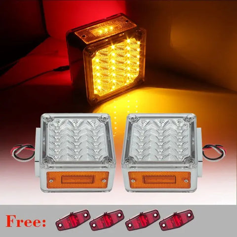 2x 39 led cover red yellow tail signal light truck+ 4x red free lights ECCPP