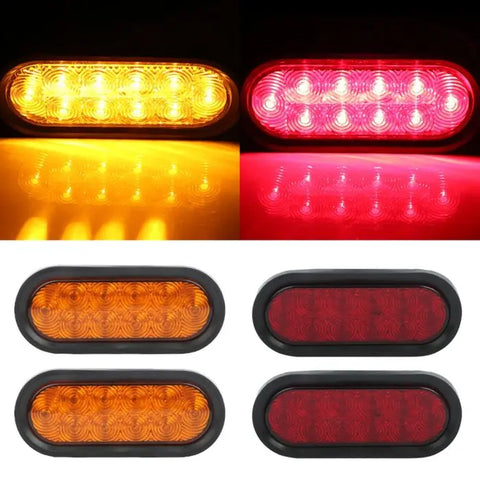 2x 6" 21 led red+2x yellow turn Signal side marker Light universal Super power ECCPP