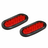 2x 6" Oval Truck Trailer Stop/Turn/Tail Red 24 LED Brake Lights w/Grommet 24LED F1 RACING