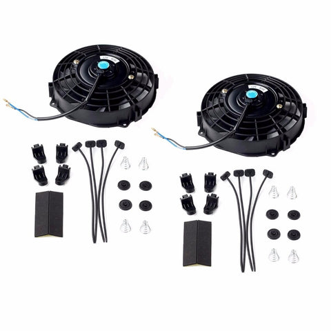 2x 7" inch Universal Slim Fan Push Pull Electric Radiator Cooling 12V Mount Kit F1 Racing