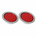 2x Red 24LED 4" Round Truck Trailer Tail Stop Turn Brake Lights w/Stainless Ring F1 RACING