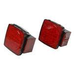 2x Red White Stop License Tail Brake Lights LED Submersible Square Trailer 80" F1 RACING