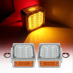2x Square Chrome Double white & amber 39 led Running Tail Signal Lights ECCPP