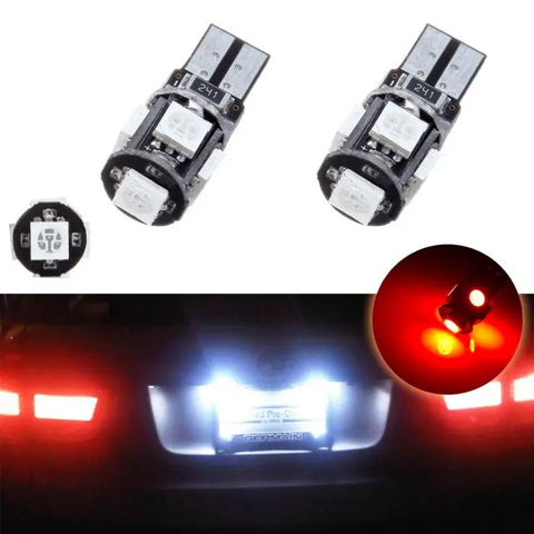2x T10 161 Red Error Free LED License Replacement Bulb Light Toyota ECCPP