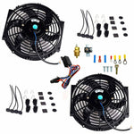 3/8" Probe Ground Thermostat Switch Kit + 2X 10'' Electric Radiator Cooling Fan SILICONEHOSEHOME