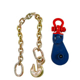 3/8" X 2' Tow Chain W/ Snatch Block Sheave 2 Ton Truck Rollback Wrecker Carrier BLACKHORSERACING