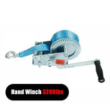 3200Lbs Dual Gear Hand Crank Winch Nylon Strap For Atv Boat Trailer BLACKHORSERACING