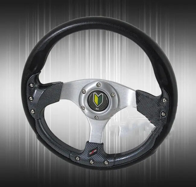 320Mm TypeR Pvc Leather Aluminum Body Jdm Steering Wheel + Fix Hub
