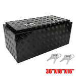 36" Black Aluminum Pickup Truck Trunk Bed Tool Box Trailer Storage + Lock W/ Key BLACKHORSERACING