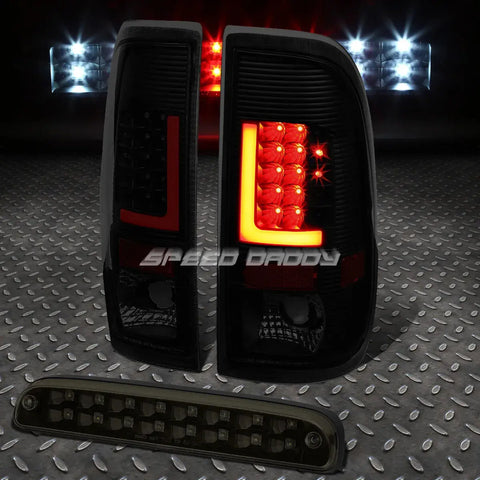 3D Led Red L-Bar Black Smoked Tail+Dual-Row 3Rd Brake Light 08-16 Super Duty Speed Daddy