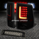 3D Led Red L-Bar Black Smoked Tail+Dual-Row 3Rd Brake Light 10-16 Dodge Ram Speed Daddy