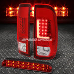 3D Led Red L-Bar Chrome Red Tail+Dual-Row 3Rd Brake Light 08-16 Super Duty Speed Daddy