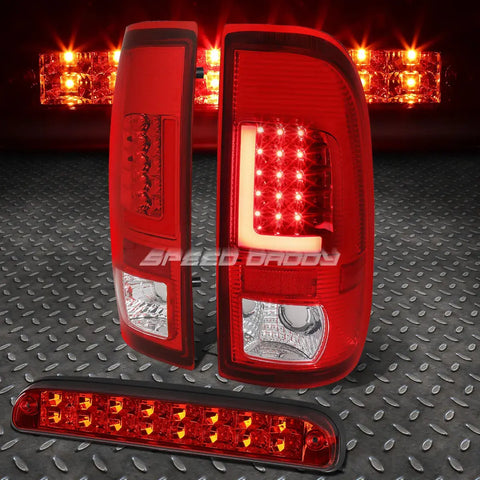 3D Led Red L-Bar Chrome Red Tail+Dual-Row 3Rd Brake Light 08-16 Super Duty Speed Daddy
