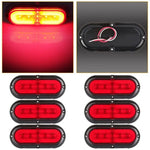 3Pair Surface Mount Oval 21 LED Stop Turn Signal Tail Brake Marker Lights RED ECCPP