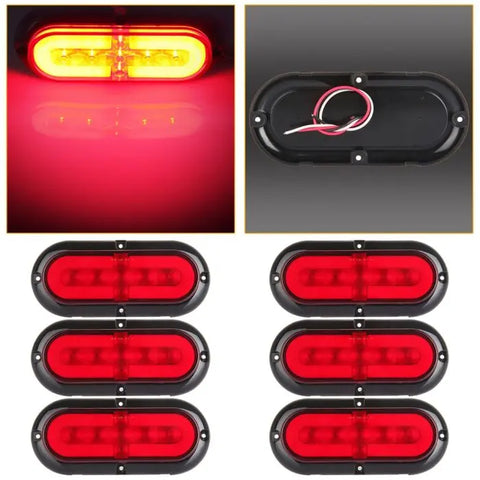 3Pair Surface Mount Oval 21 LED Stop Turn Signal Tail Brake Marker Lights RED ECCPP